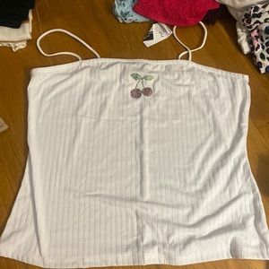 Rue21 White Bling-Cherry Tank Top